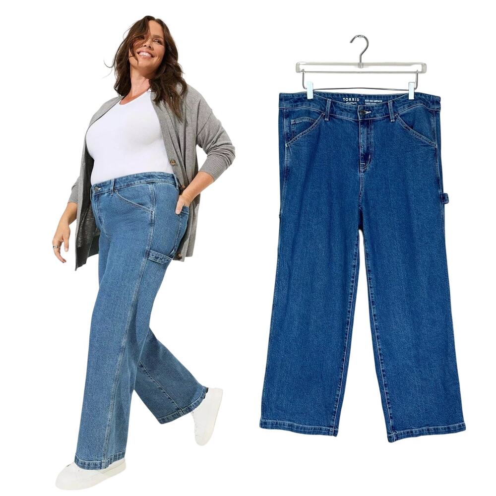 NEW Torrid | High Rise Carpenter Jeans Classic Denim Blue Wide Leg Utility Pants